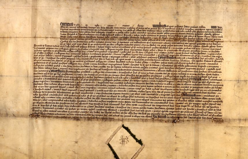 Charter of Incorporation of the Royal College of Physicians, picture credit: Royal College of Physicians Museum