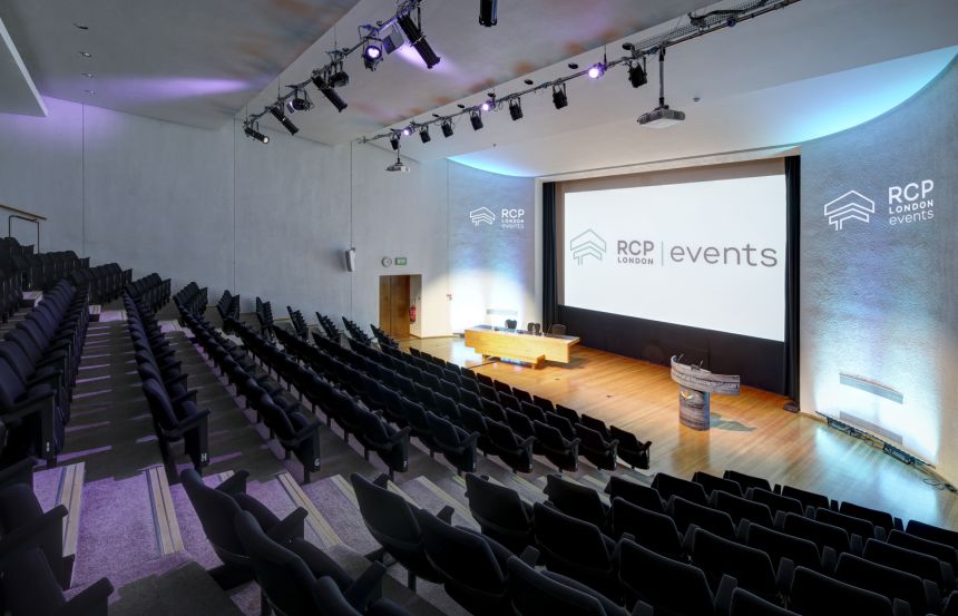 Wolfson Theatre at RCP London Events, tiered auditorium for hire for conferences and events in London