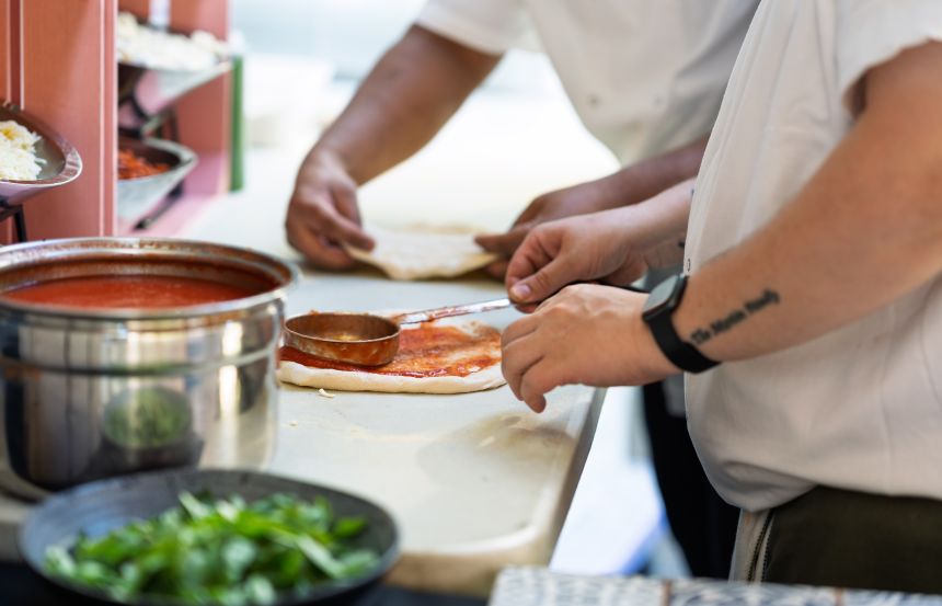 A pizza in the making