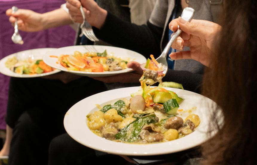 White plates with food